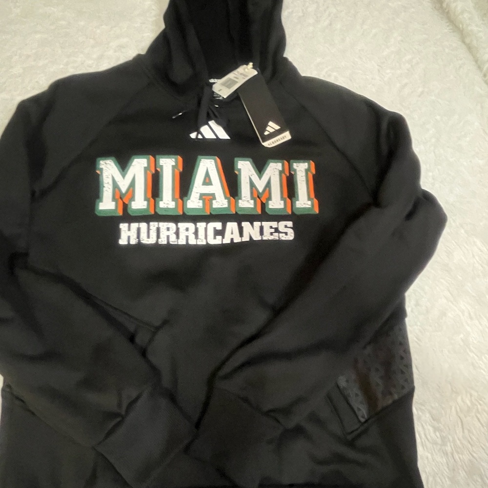 Adidas Black Miami Hurricanes Hoodie size S